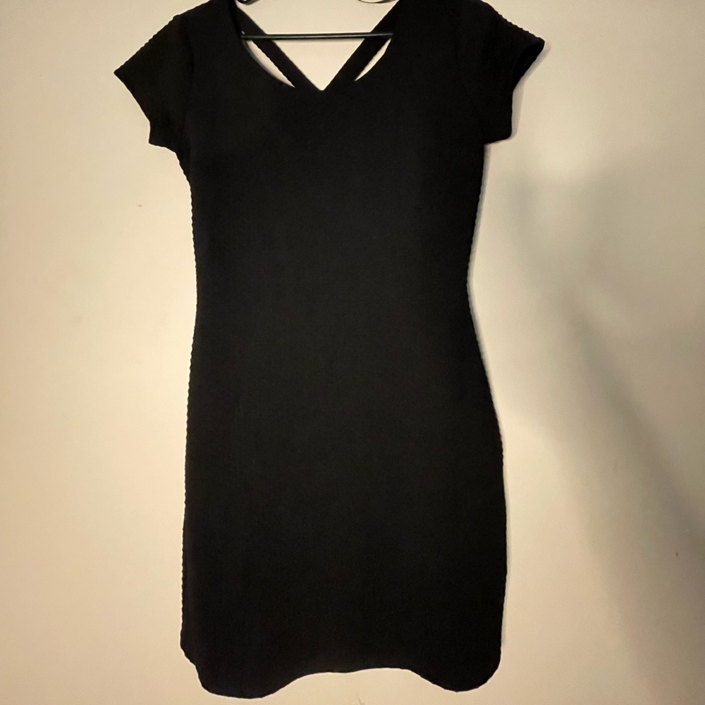 Divided Black Criss Cross Backless Short Sleeve Mini Dress size 10